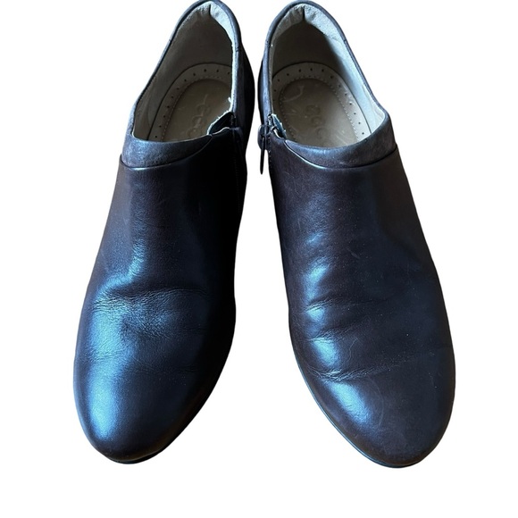 Ecco Ankle Boots Women's Size 38 US 7-7.5 Bootie Heels Leather Side Zip Brown - Picture 3 of 12